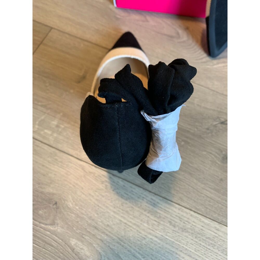 JustFab Black & White Espadrille Platform Stiletto Heels Size 9.5 - Picture 4 of 6